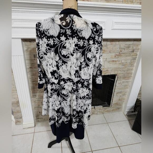 R M Richards navy and white 2 piece dress and duster length jacket plus size 20W - Picture 3 of 10
